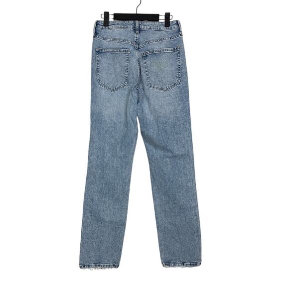 H&M Vintage Straight High Waist Coupe Droite Retro Jeans Raw Frayed Hem 6 Blue - Picture 16 of 16